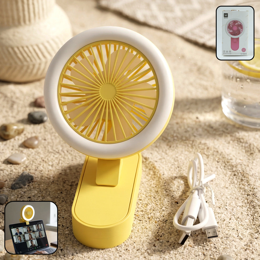 Portable Rechargeable Mini Table Fan with LED Light