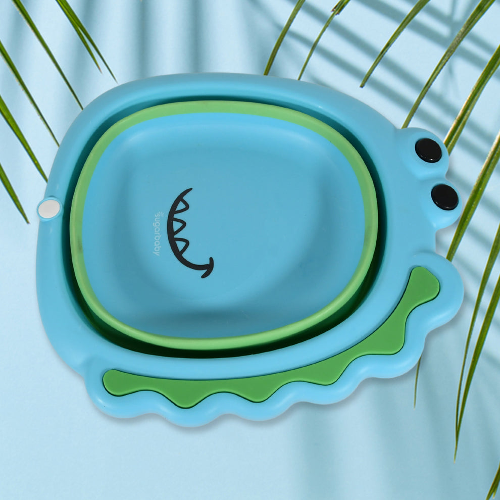 Frog Shape Foldable Baby Wash Basin – Space-Saving Face Washing Tub (33×31cm)