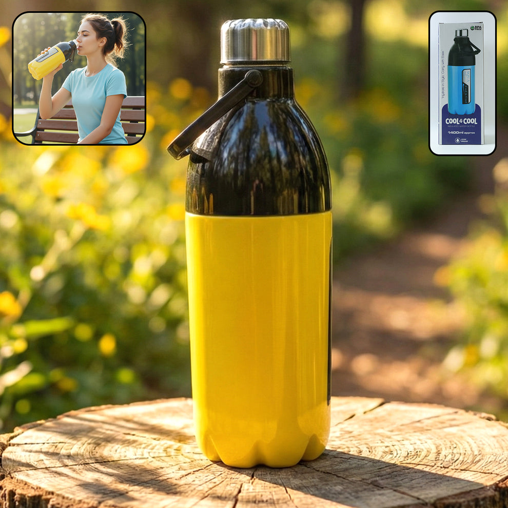Leakproof Water Bottle with Carry Strap, Strong Lid and Easy Grip Design (1400 ML)