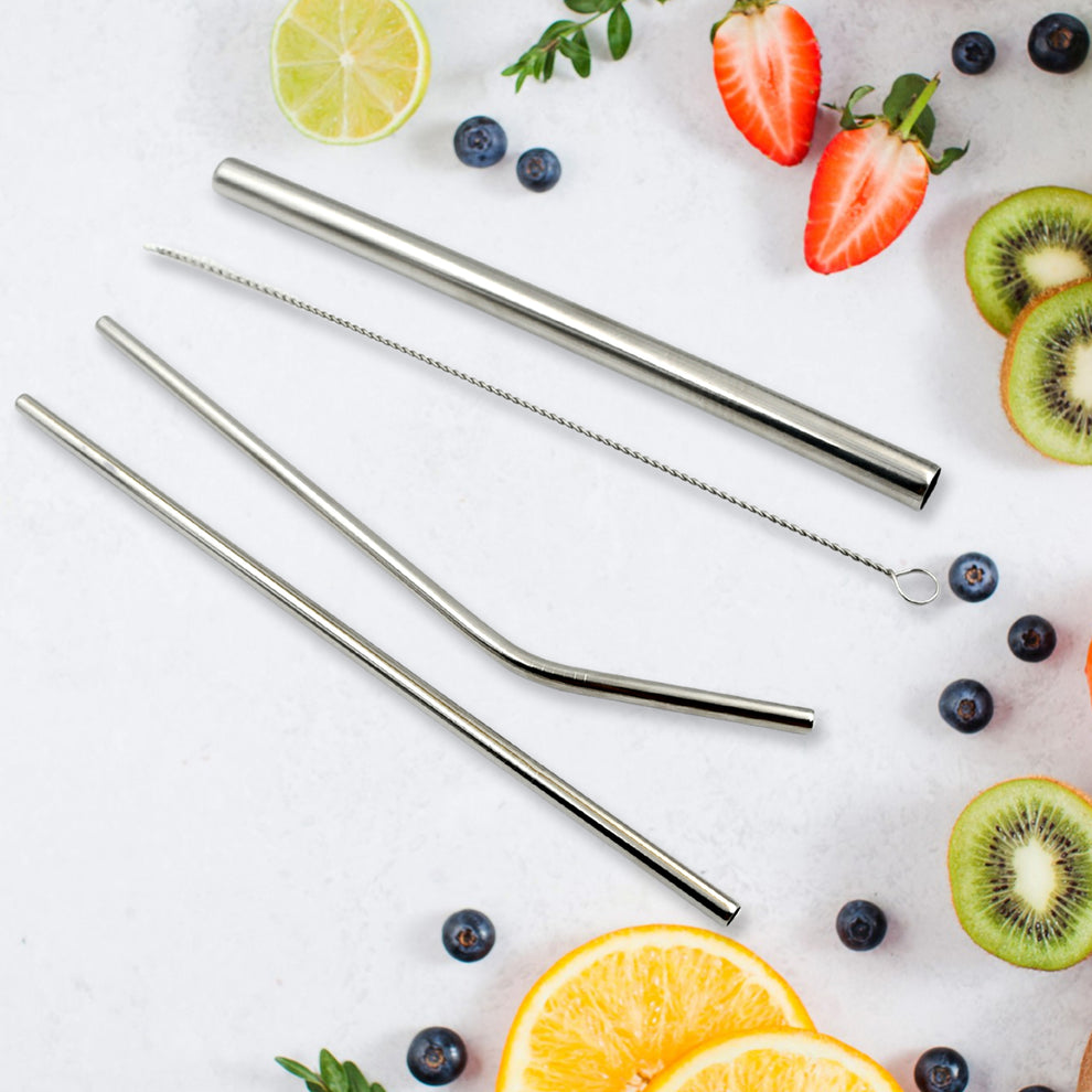 Reusable Stainless Steel Straws with Case (4 Pc Set)