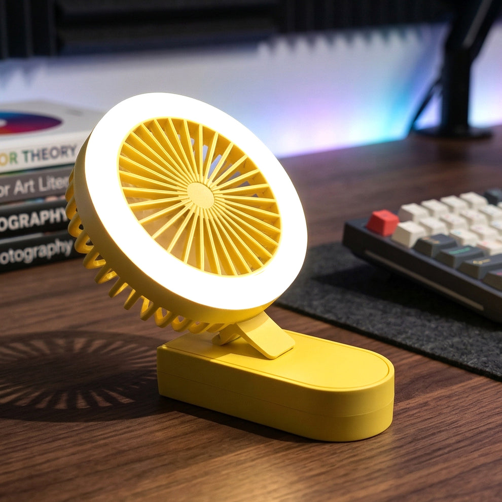 Portable Rechargeable Mini Table Fan with LED Light