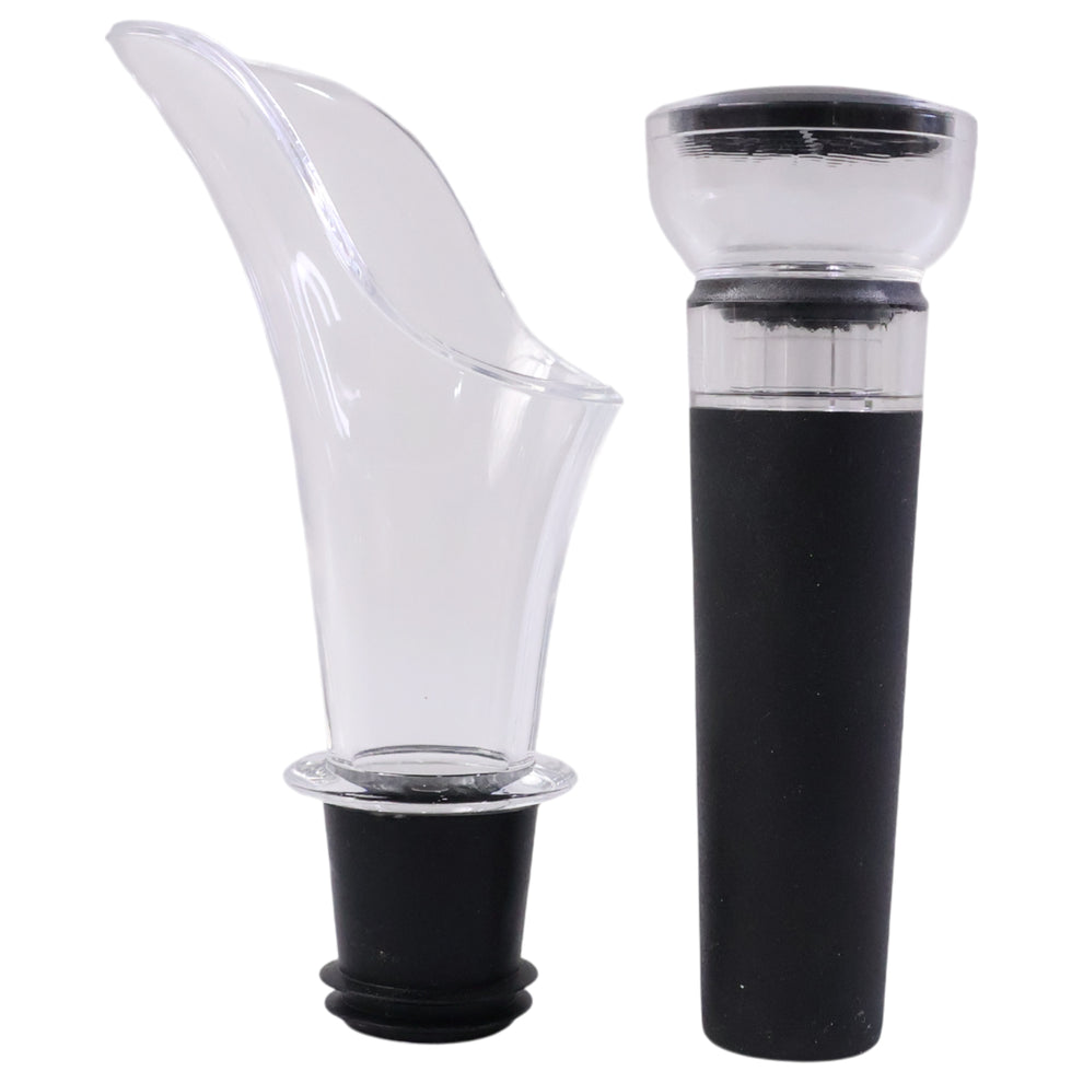 Premium Wine Pourer &amp; Vacuum Bottle Stopper Set (2 Pc)