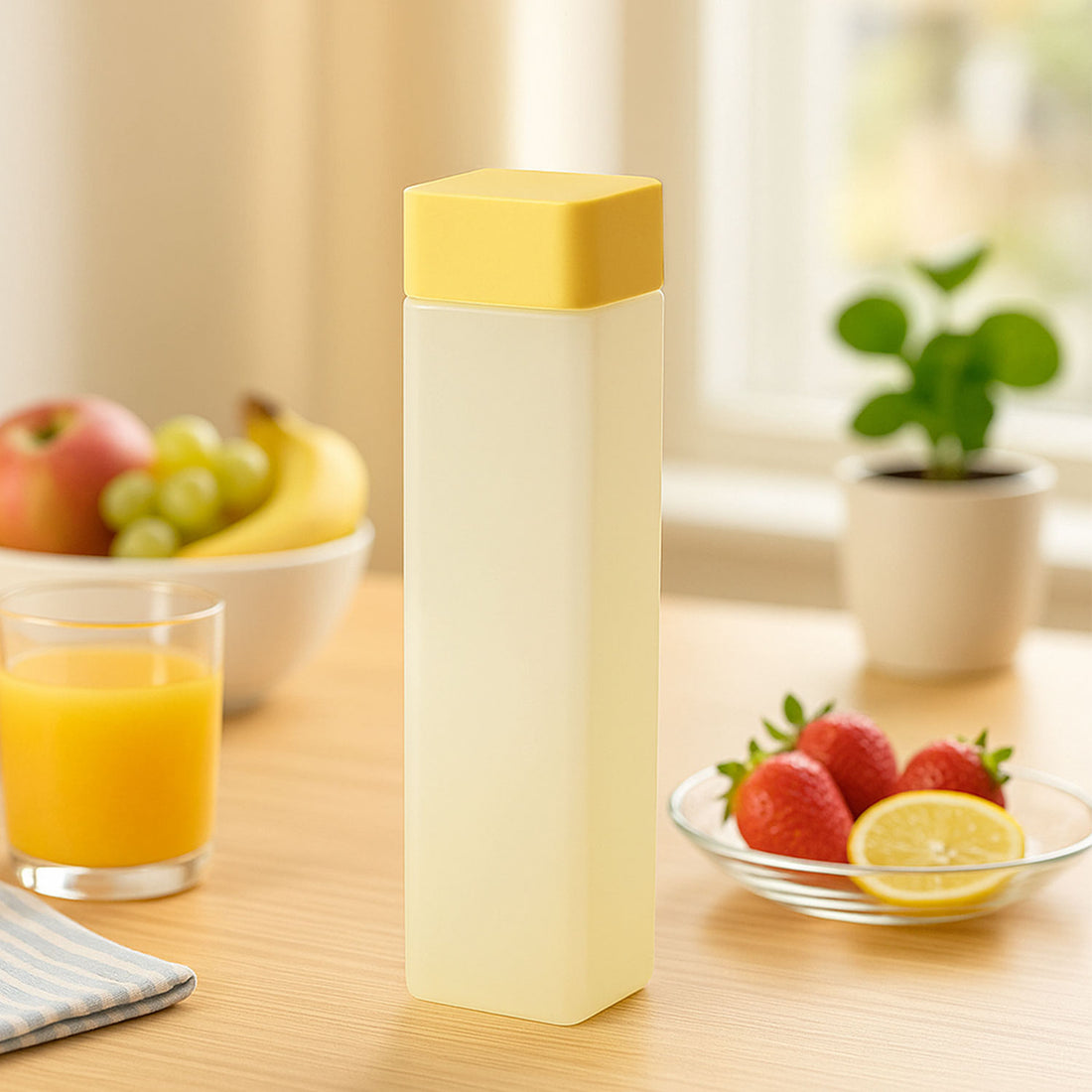 Square Plastic Water Bottle – 1000ml Leakproof BPA-Free (1 Pc)