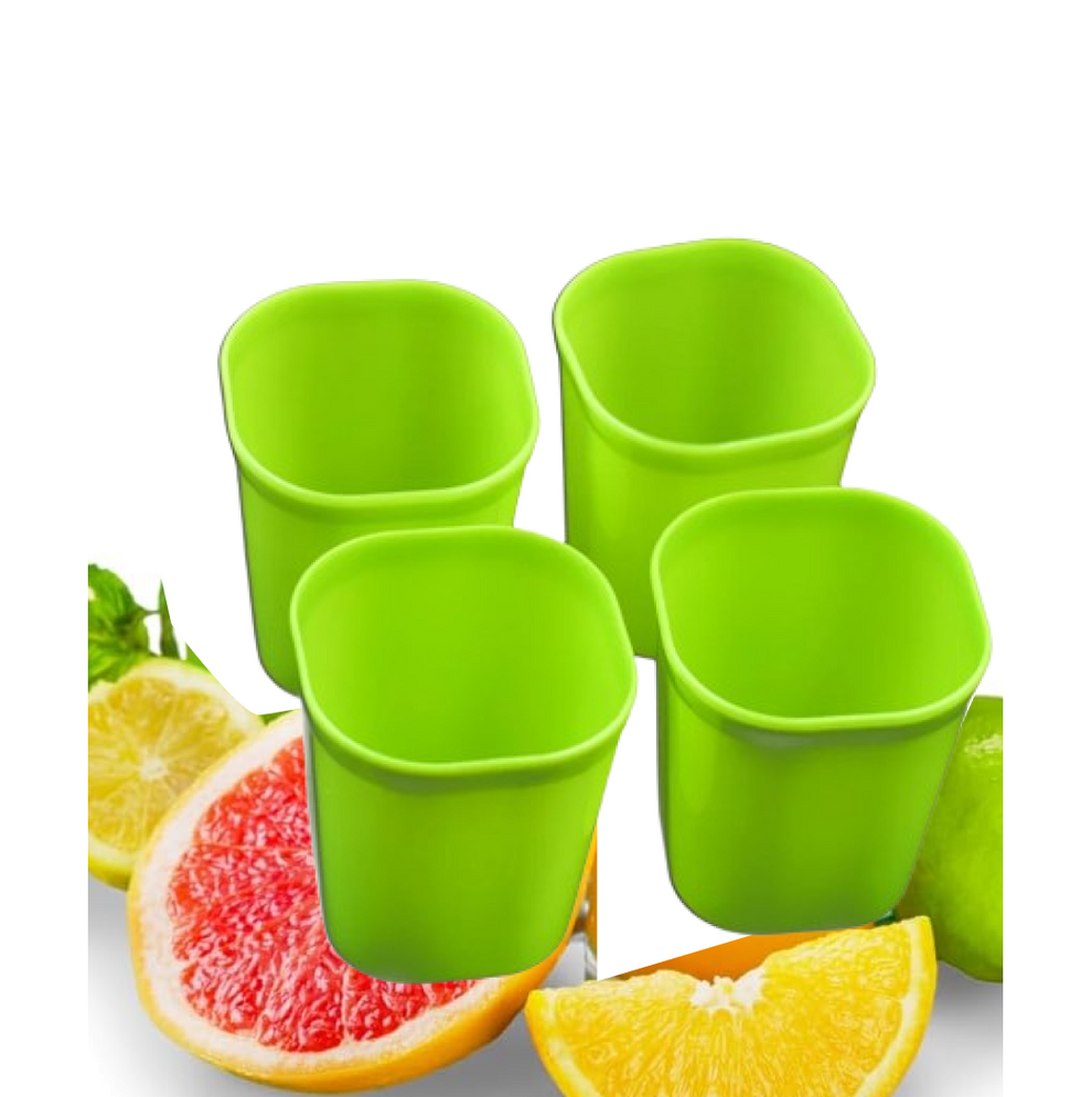 Plastic Drinking Glass Set – For Milk, Water &amp; Juice (Pack of 4)