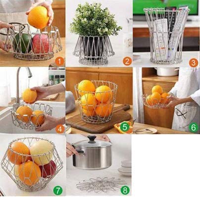 Multipurpose Fruit Basket – Stainless Steel Wire Bowl (Foldable)