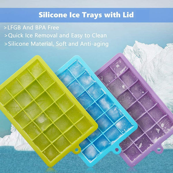 Silicone Ice Cube Tray – 24 Cavity Multicolor Ice Mold