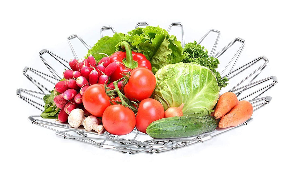 Multipurpose Fruit Basket – Stainless Steel Wire Bowl (Foldable)