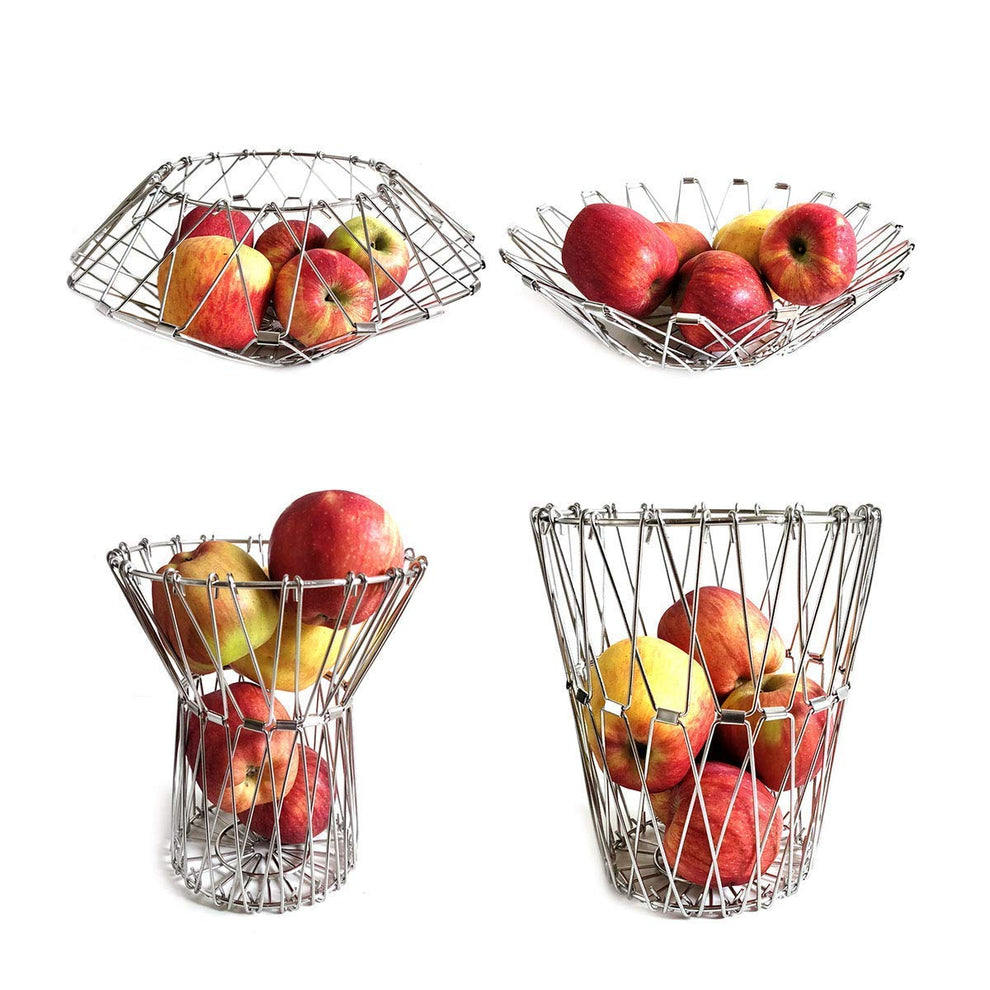 Multipurpose Fruit Basket – Stainless Steel Wire Bowl (Foldable)