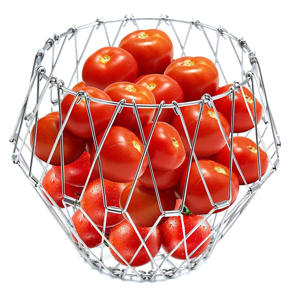 Multipurpose Fruit Basket – Stainless Steel Wire Bowl (Foldable)
