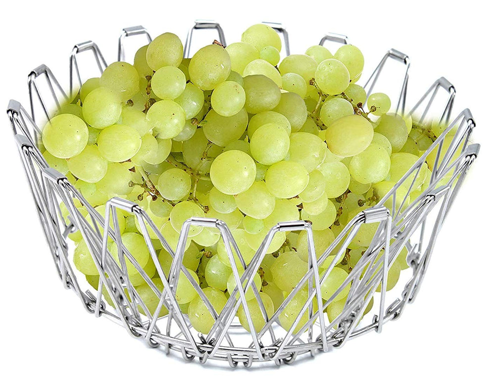 Multipurpose Fruit Basket – Stainless Steel Wire Bowl (Foldable)