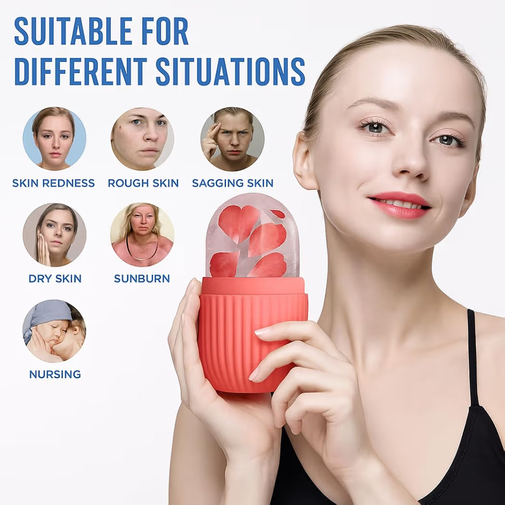 Face Ice Roller for Men & Women – Reusable & Unbreakable Face Massager for Glowing Skin (pack of 2)