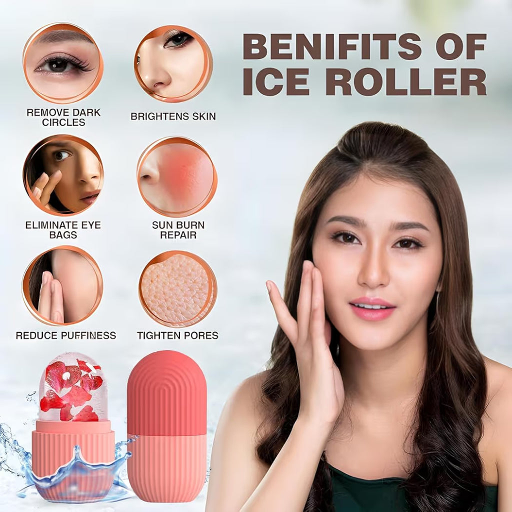 Face Ice Roller for Men & Women – Reusable & Unbreakable Face Massager for Glowing Skin (pack of 2)
