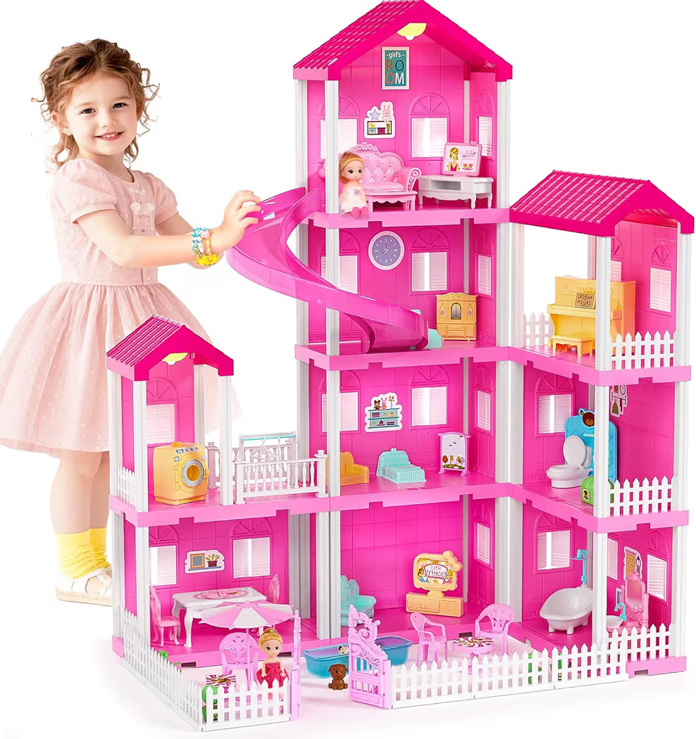 vamei 4 Tier Dollhouse with 9 Rooms and Dollhouse