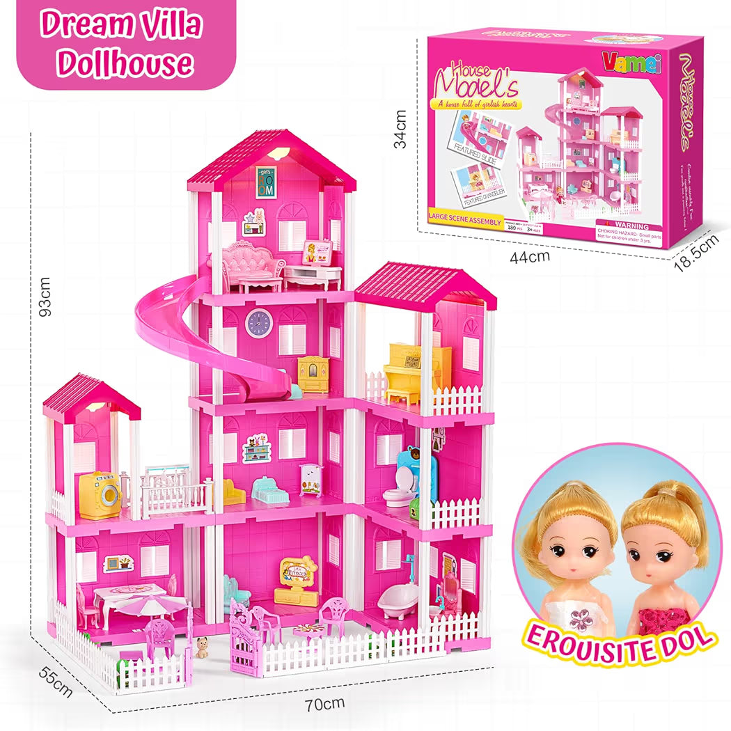 vamei 4 Tier Dollhouse with 9 Rooms and Dollhouse