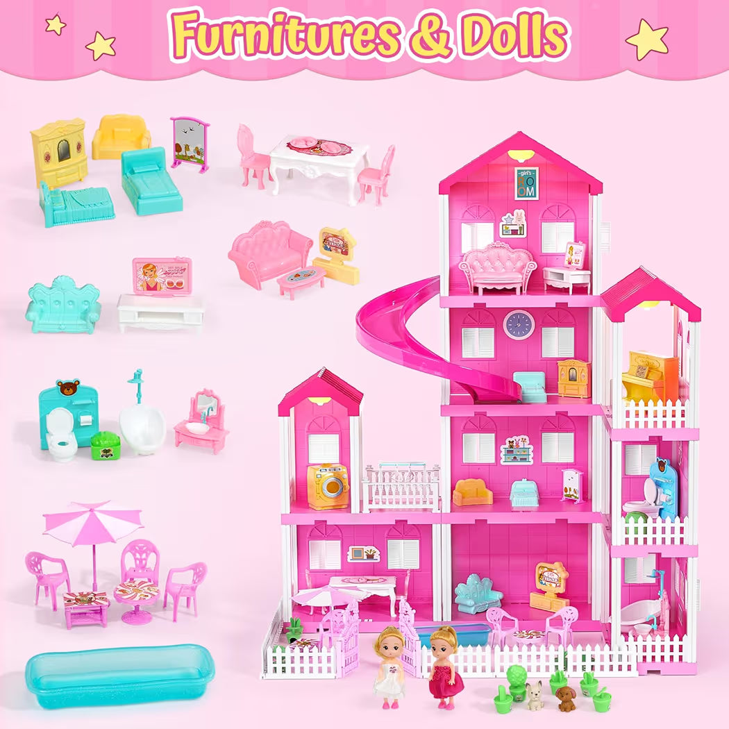 vamei 4 Tier Dollhouse with 9 Rooms and Dollhouse