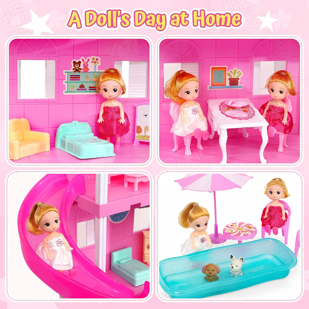 vamei 4 Tier Dollhouse with 9 Rooms and Dollhouse