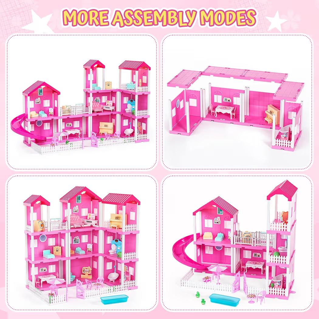 vamei 4 Tier Dollhouse with 9 Rooms and Dollhouse