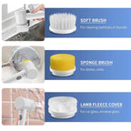 5 in 1 Electric Spin Cleaning Brush with Replaceable Heads