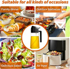 Glass Oil Sprayer and Dispenser Bottle, 500ml Capacity, 2-in-1 Design, Black