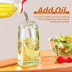 Glass Oil Sprayer and Dispenser Bottle, 500ml Capacity, 2-in-1 Design, Black