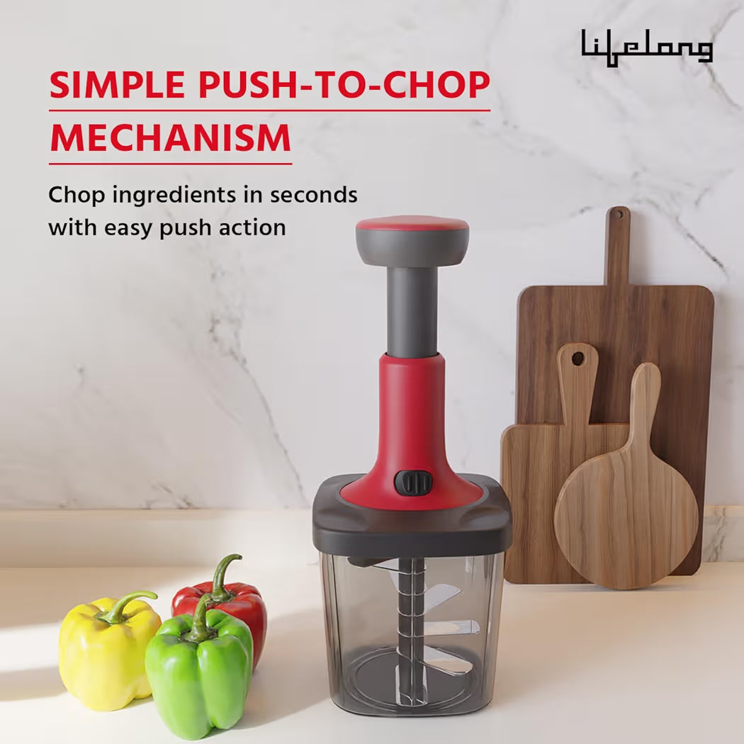 Hand Push Vegetable Chopper – Chop in Seconds, No Effort (900ml)