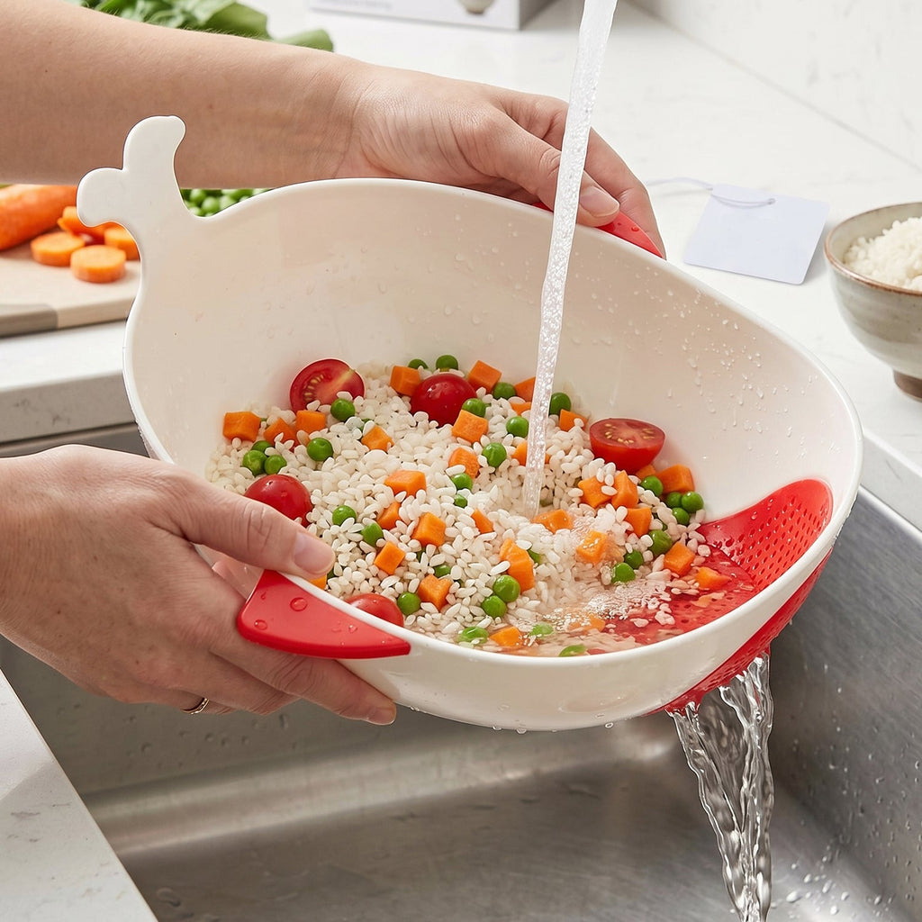Fish-Shaped Rice & Vegetable Drainer For Washing And Draining