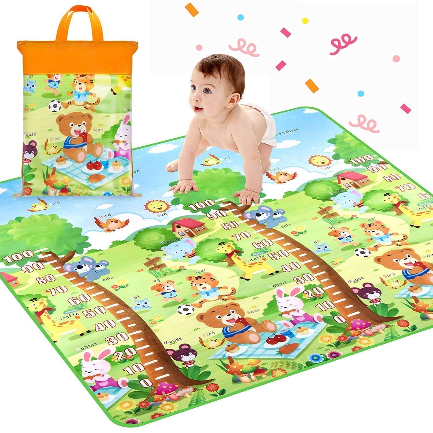 Waterproof Double Side Baby Play Floor Mat For Kids Home With Bag (Size 120 X 180cm)