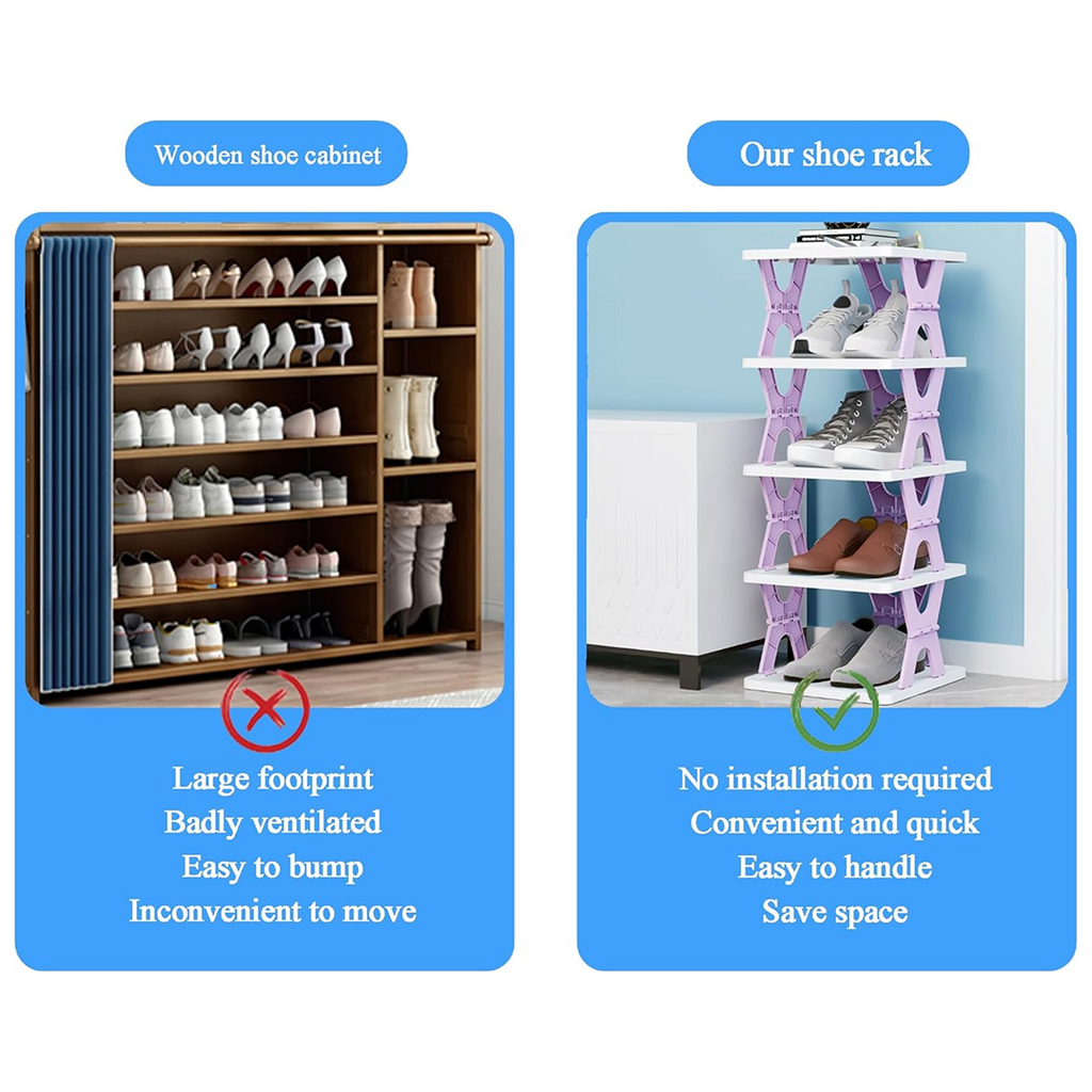 Foldable Shoe Rack (1 Pc, 6 Layers)