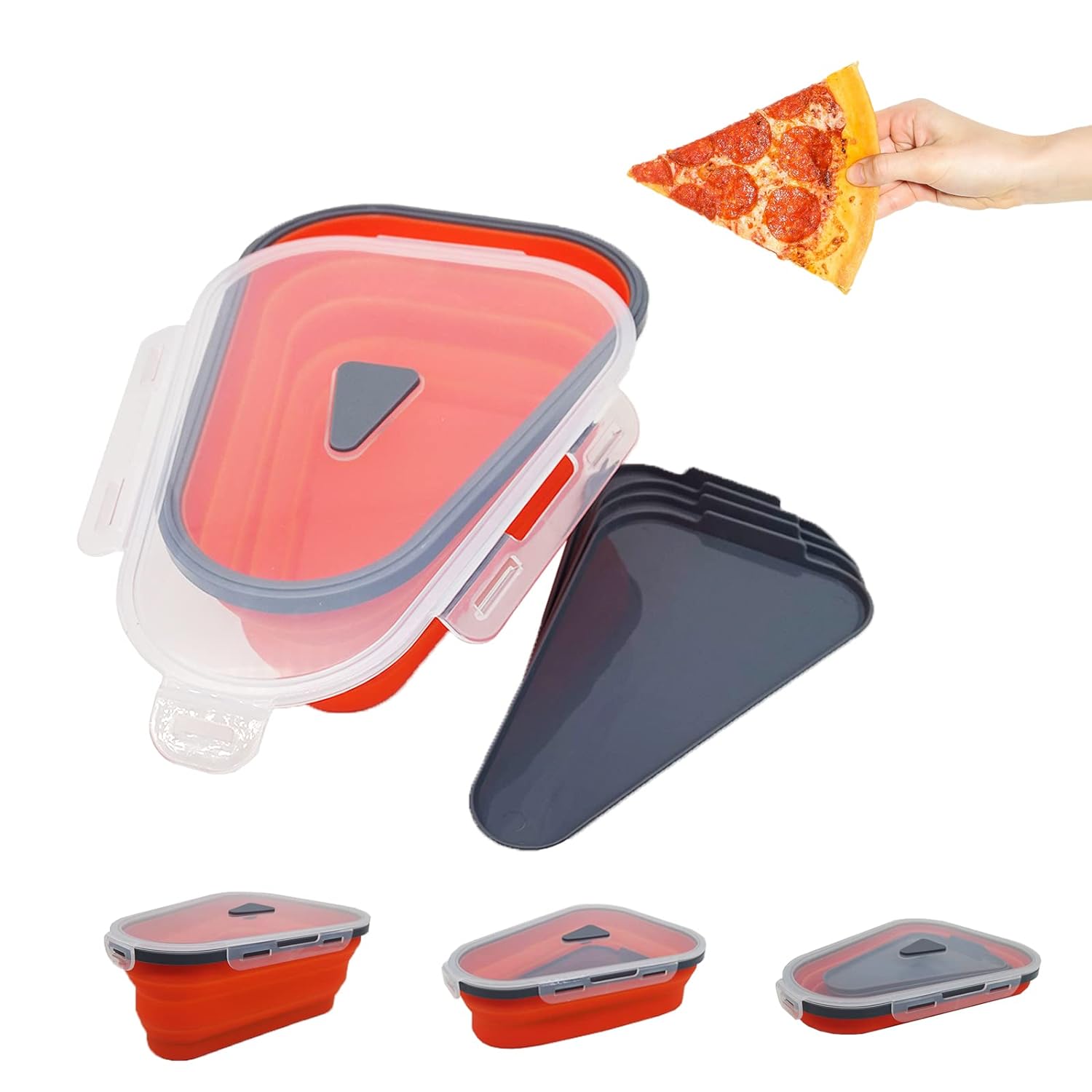 Reusable Expandable Pizza Storage Container With 5 Microwavable Trays