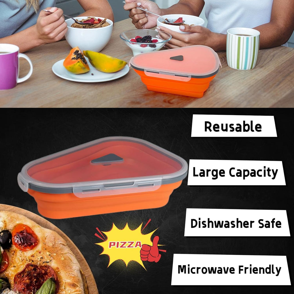 Reusable Expandable Pizza Storage Container With 5 Microwavable Trays