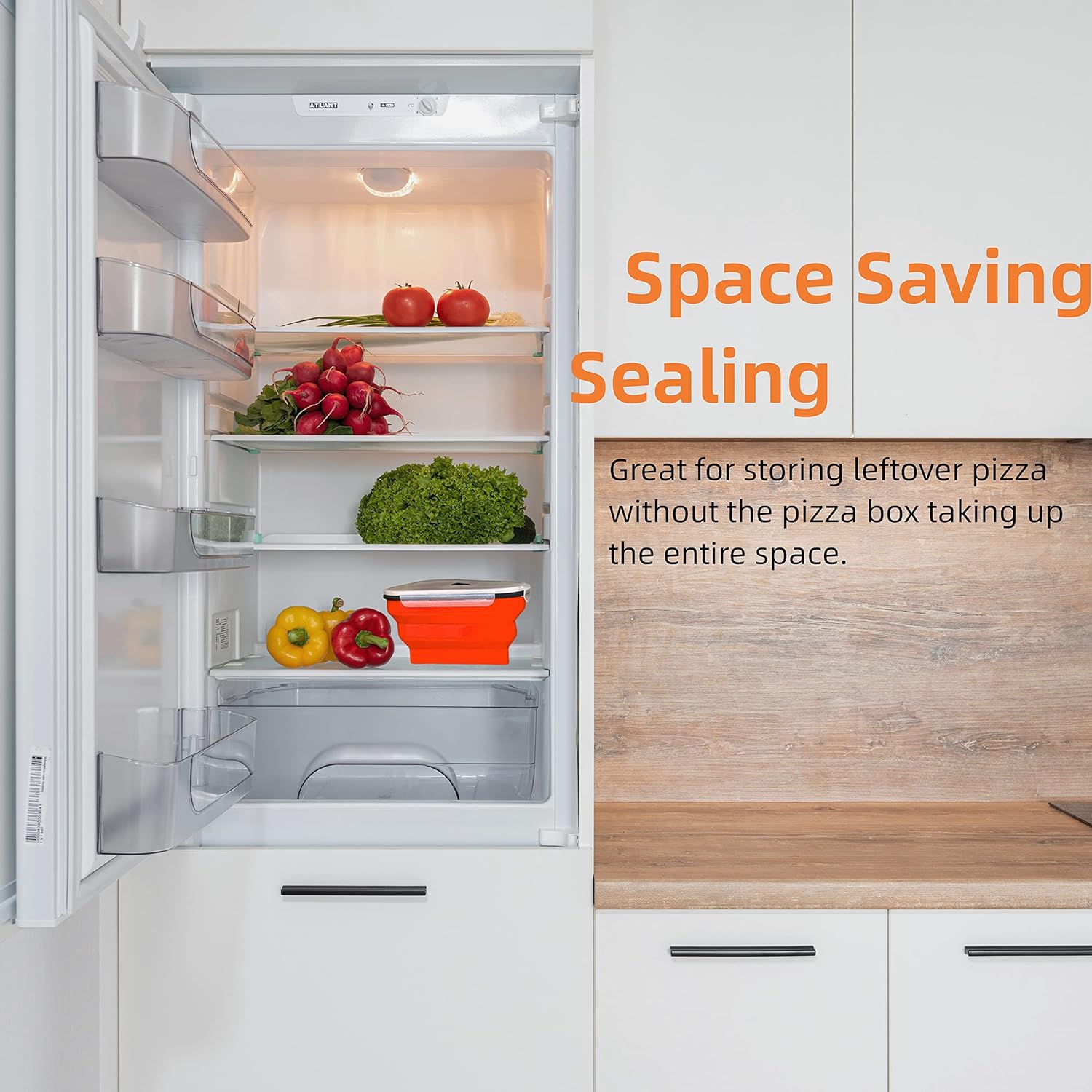 Reusable Expandable Pizza Storage Container With 5 Microwavable Trays