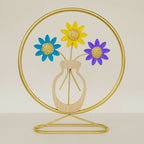 Luxury Metal Flower Showpiece With Wooden Pot