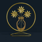 Luxury Metal Flower Showpiece With Wooden Pot