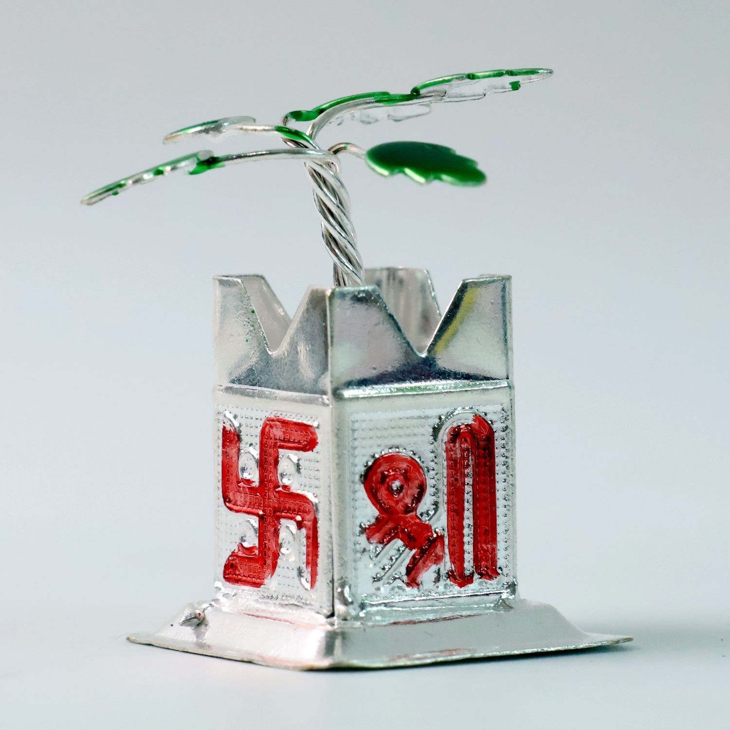 Tulsi Plant Miniature Idol With Mandir Kalash Base - (1 Pc)