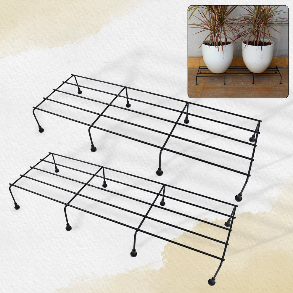 Metal Rectangle Flower Plant Stand For Balcony (60×20 Cm / 2 Pc Set)