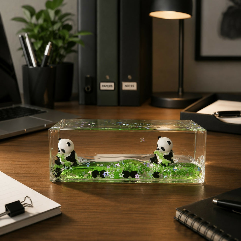 Panda Liquid Glitter Paper Weight