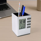 Multifunction Cube Digital Desk Clock With Pen Holder