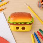 Burger Shape Small Size Double Hole Sharpener With Eraser (1 Set)