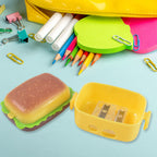 Burger Shape Small Size Double Hole Sharpener With Eraser (1 Set)