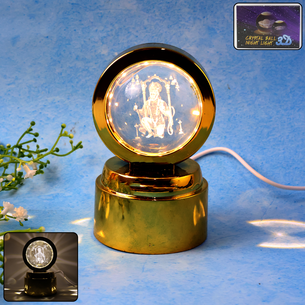 Bajrang Bali 3d Crystal Ball Night Lamp