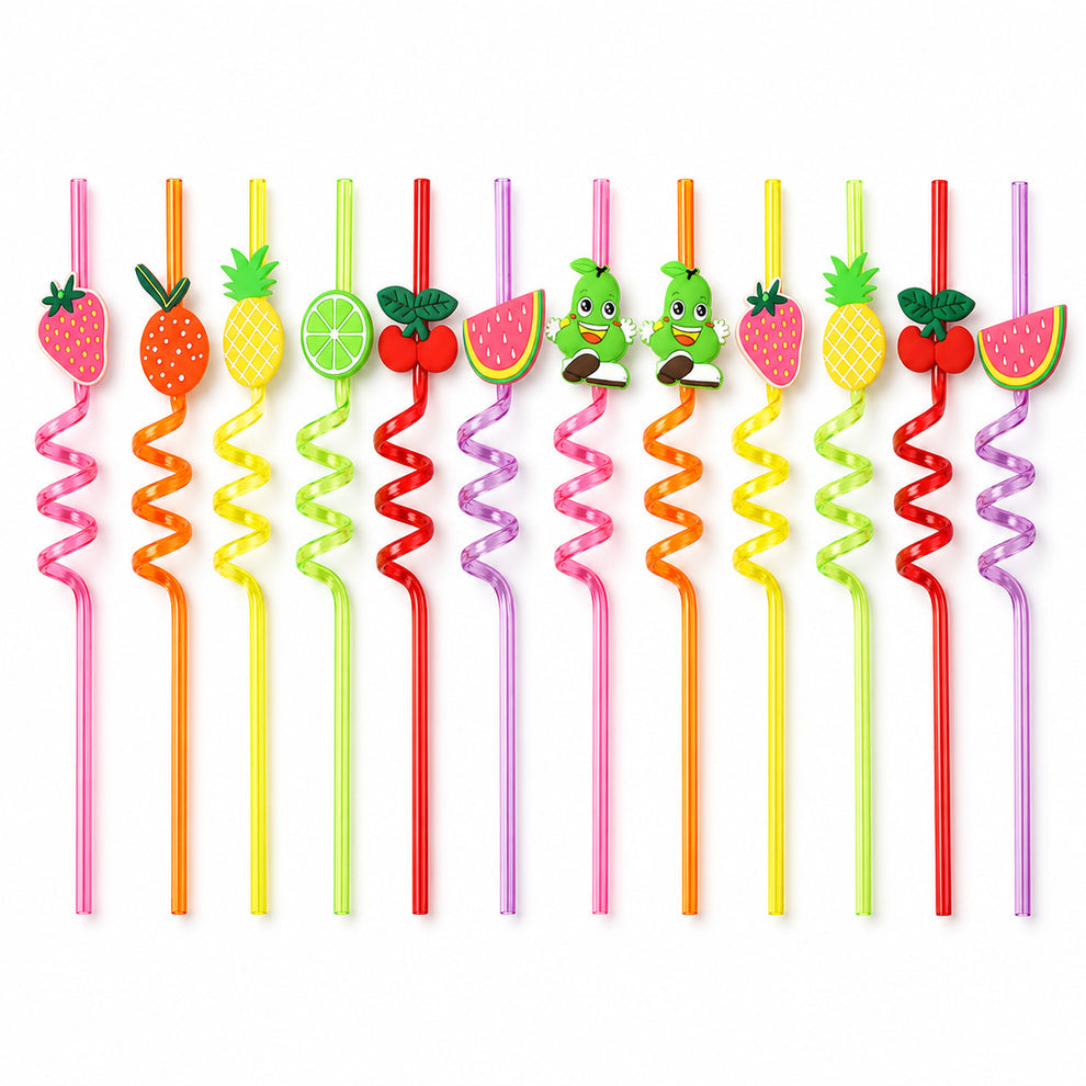 Reusable cute Straws (12 Pcs Set / Mix Design)