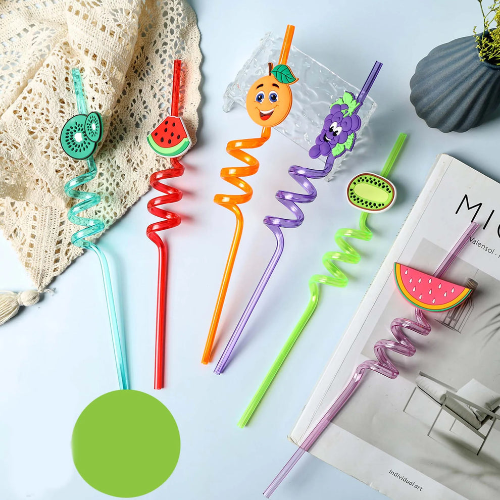 Reusable cute Straws (12 Pcs Set / Mix Design)