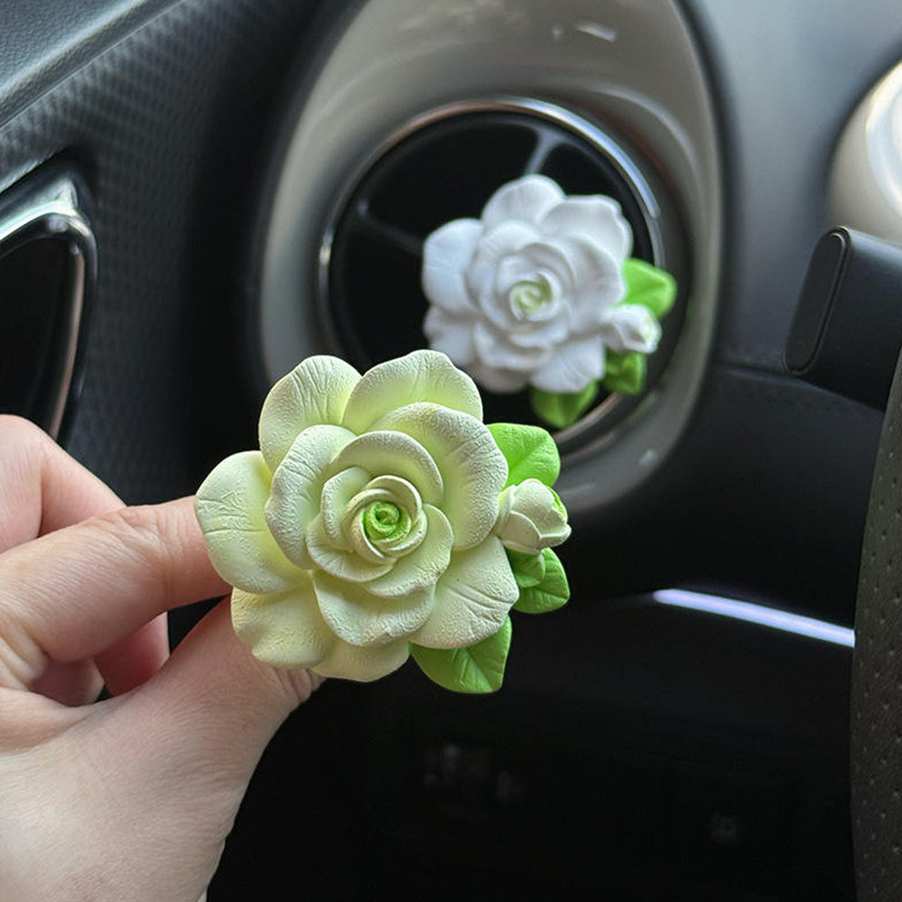 Rose Flower Car Air Freshener Clip For Ac Vent With Perfume Bottle 10ml