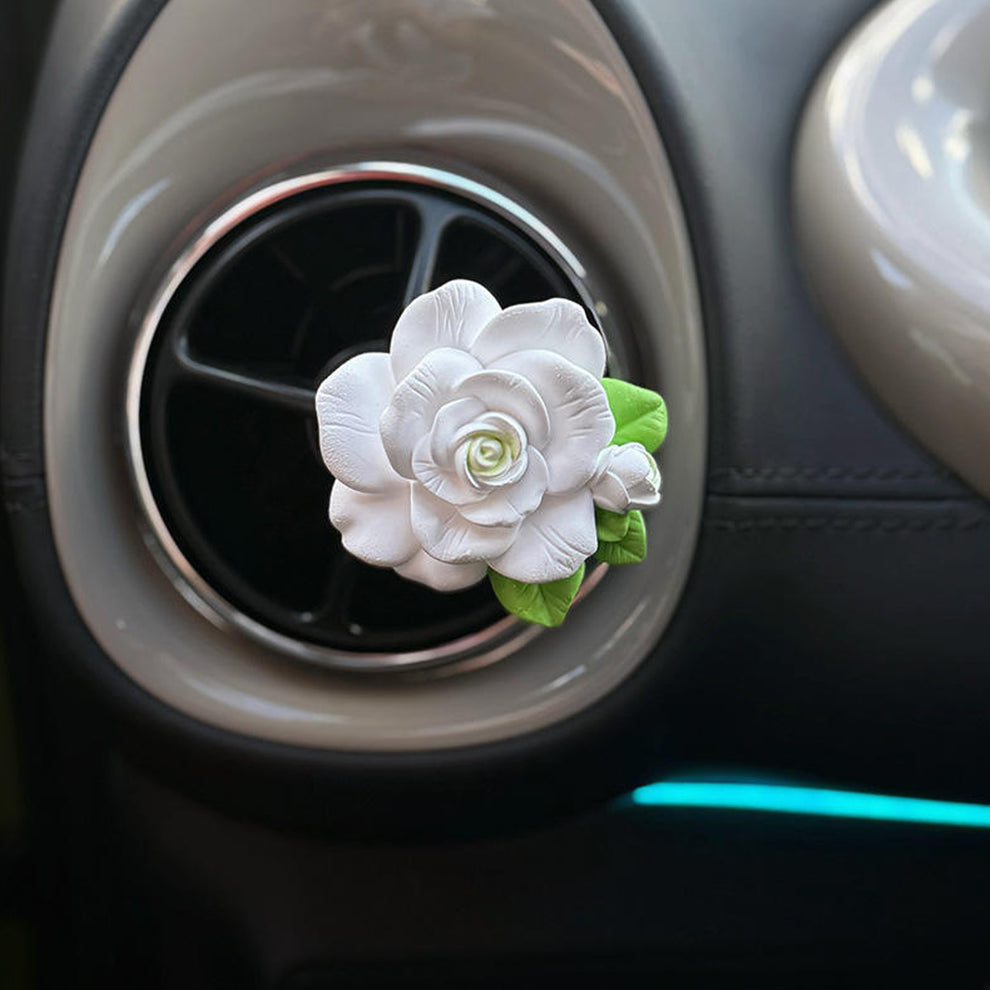 Rose Flower Car Air Freshener Clip For Ac Vent With Perfume Bottle 10ml