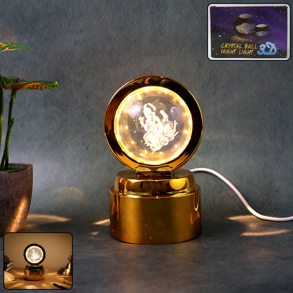Ganpati Bapa 3d Crystal Ball Night Light