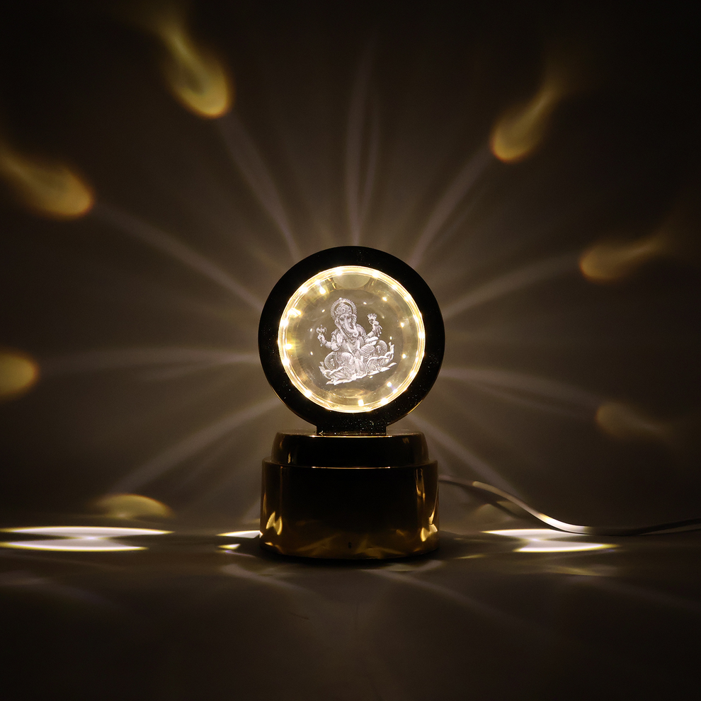 Ganpati Bapa 3d Crystal Ball Night Light