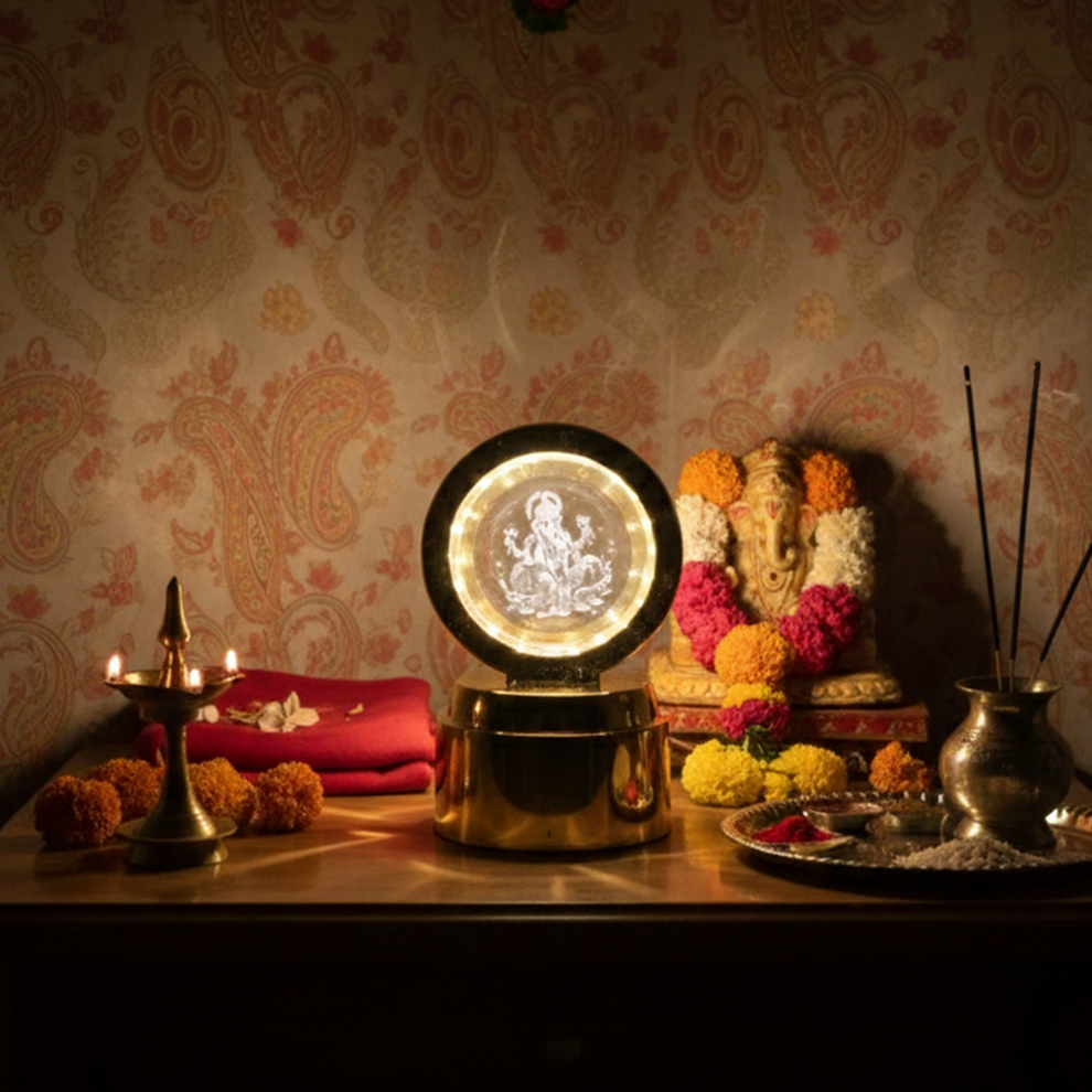 Ganpati Bapa 3d Crystal Ball Night Light