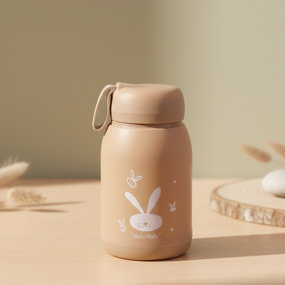 Cute Bunny Print Glass Drinking Bottle 1 pc (multi color)