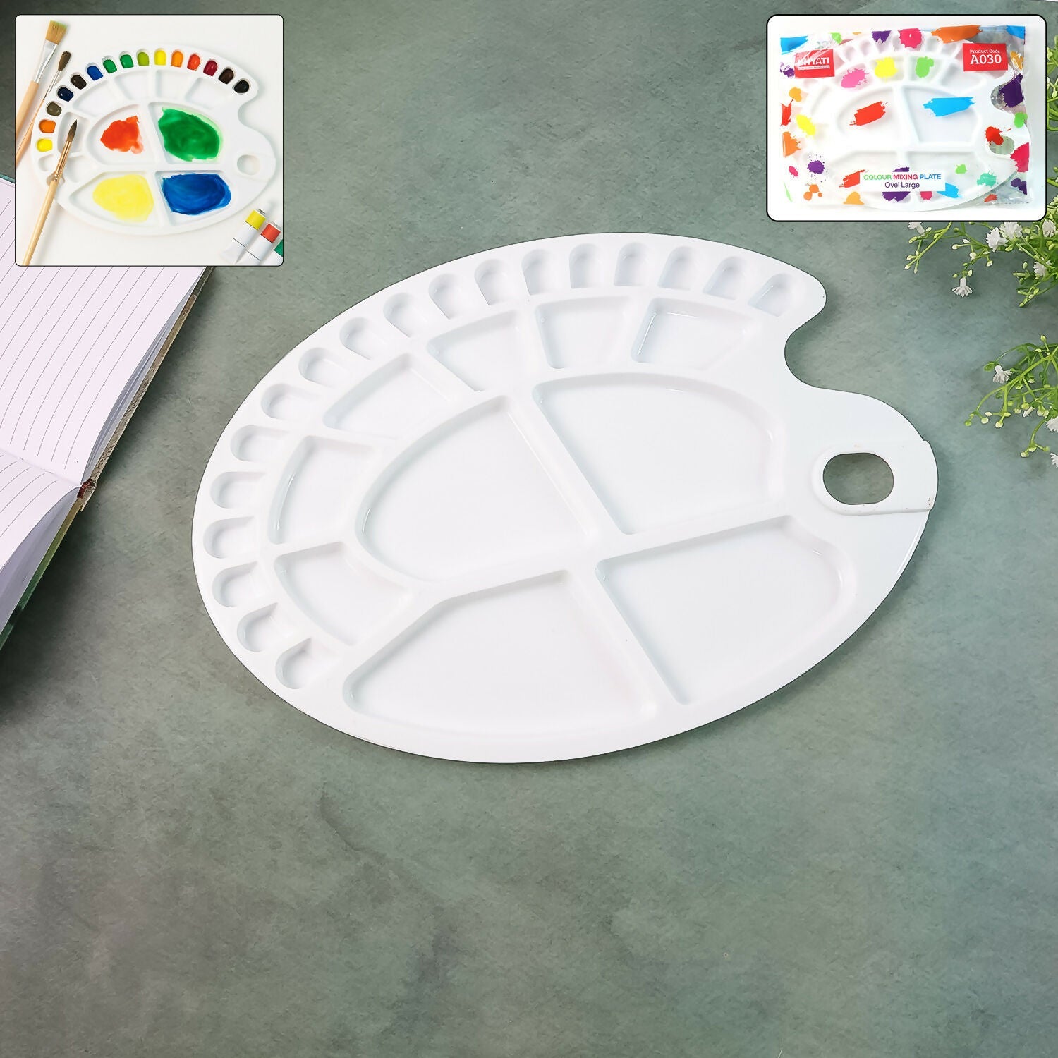 Colour Mixing Plate – Oval Large Paint Palette