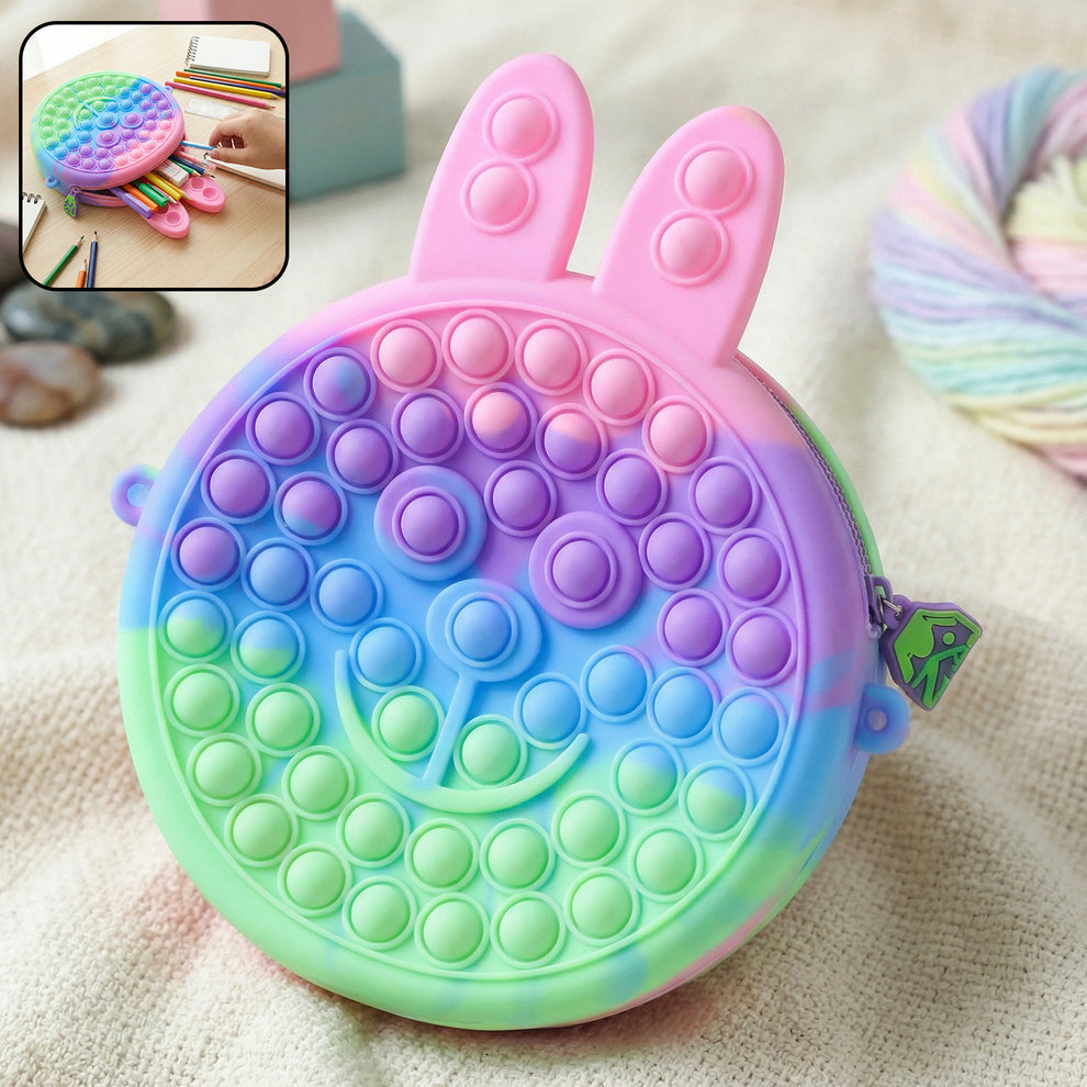 Cute Caterpillar Shape Pop It Silicone Pencil Pouch